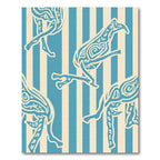 Blue Cream Abstract Animal Stripes Rug