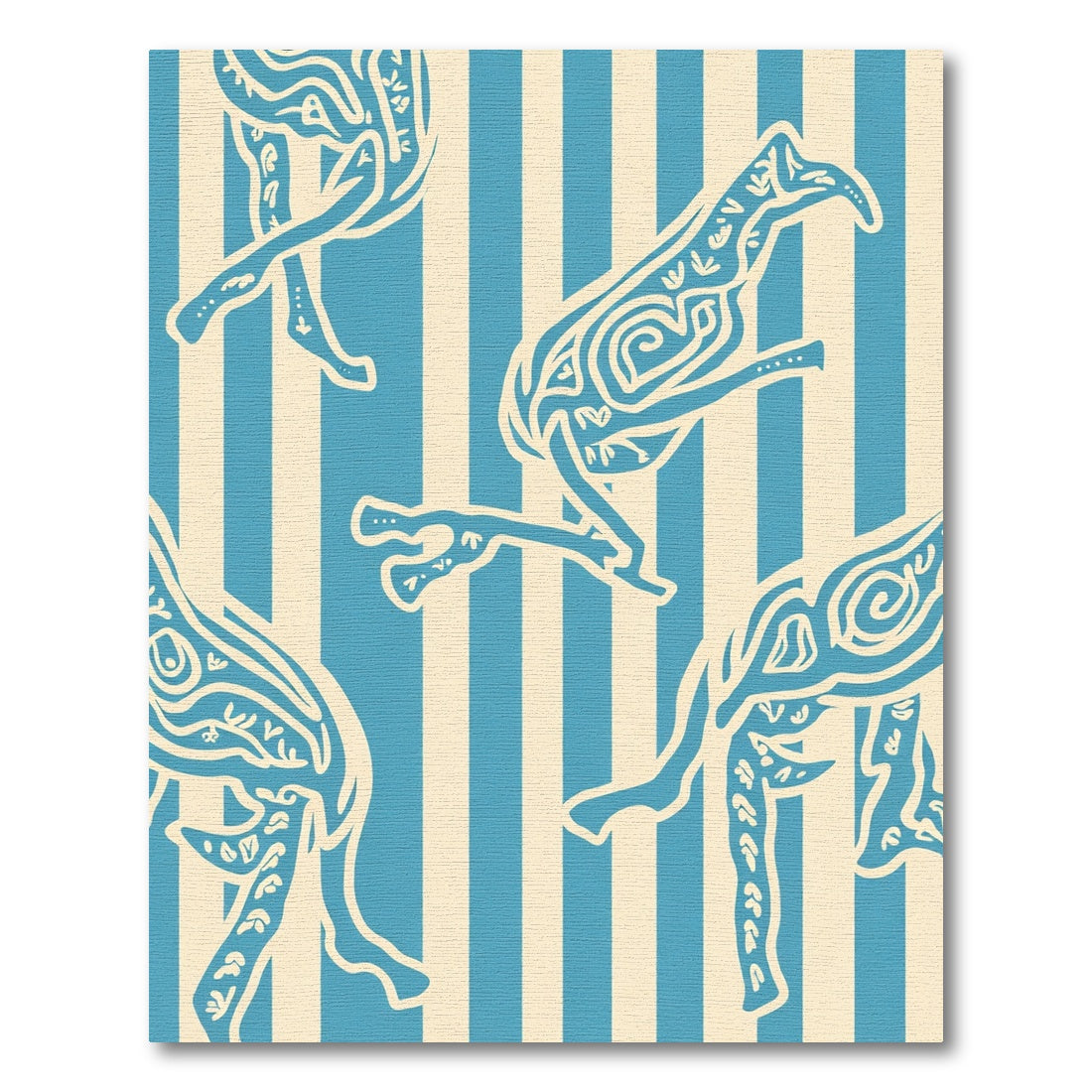 Blue Cream Abstract Animal Stripes Rug