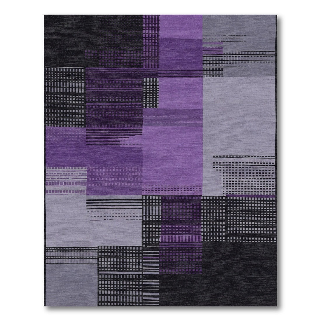 Purple and Black Geometric Grid Rug
