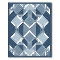 Blue White Geometric Dimensional Diamond Rug