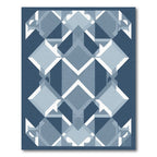 Blue White Geometric Dimensional Diamond Rug