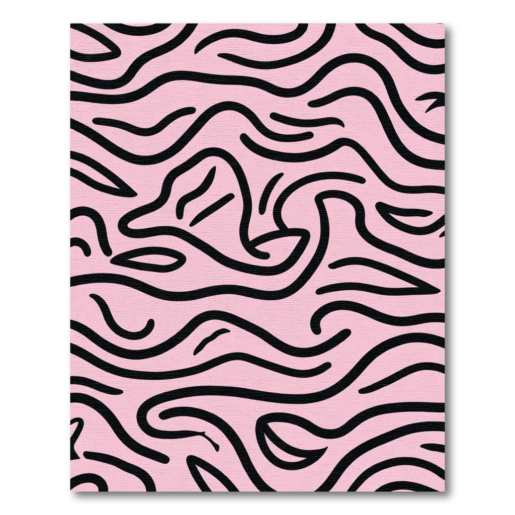 Pink Black Abstract Swirl Rug