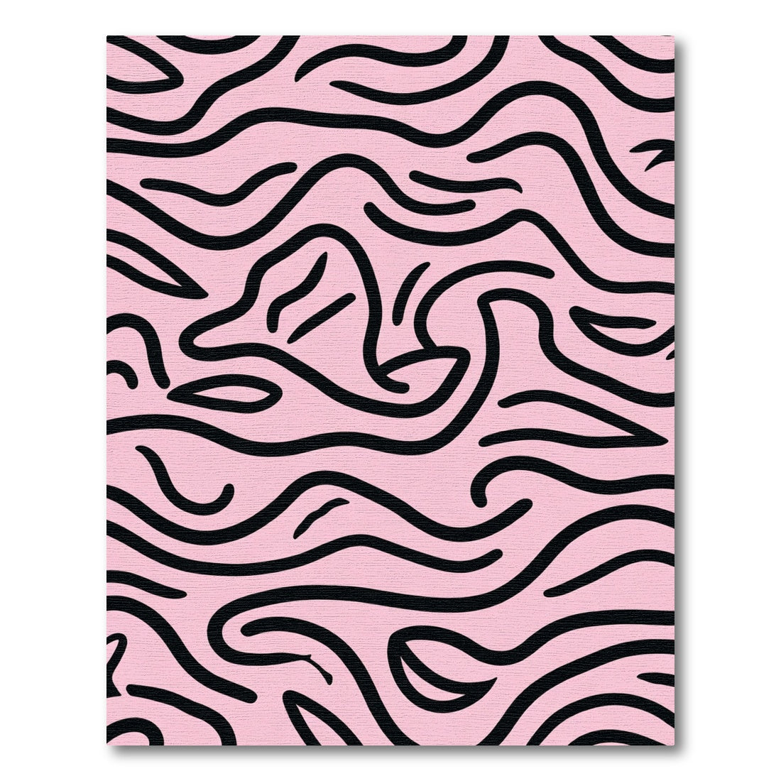 Pink Black Abstract Swirl Rug