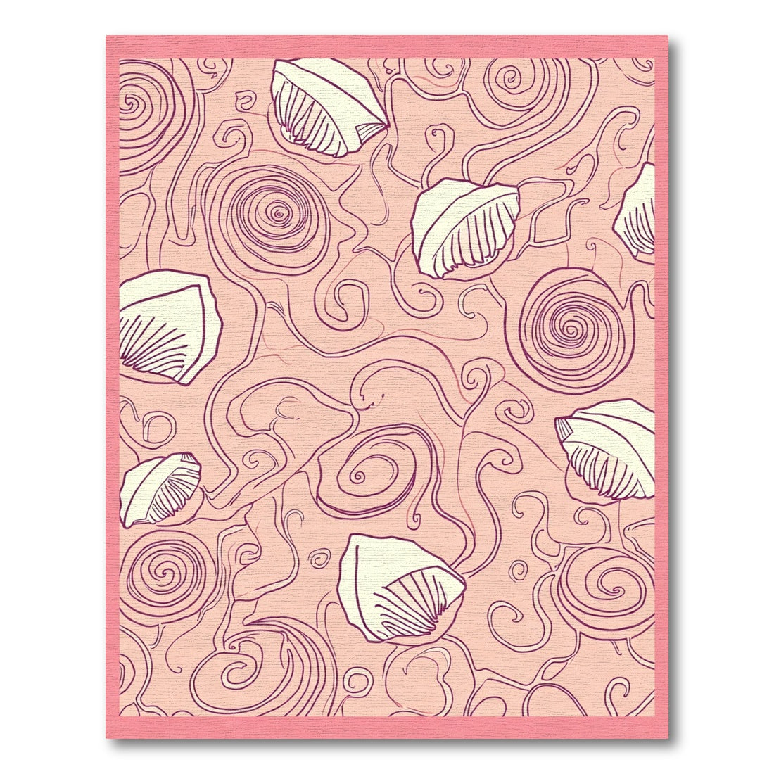 Pink Swirl Seashell Graphic Repeat Rug