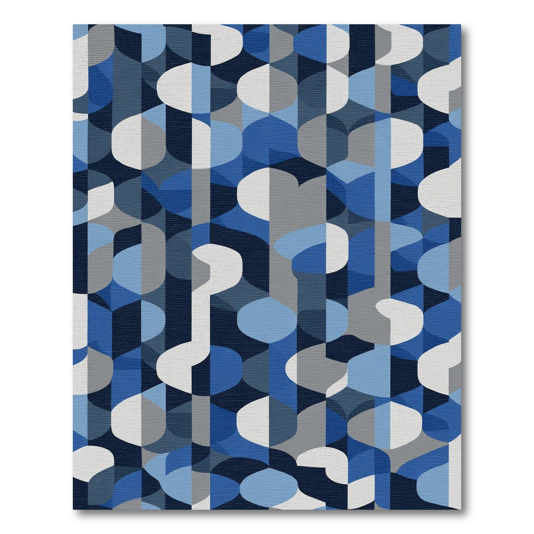 Geometric Blue and Gray Abstract Forms Rug