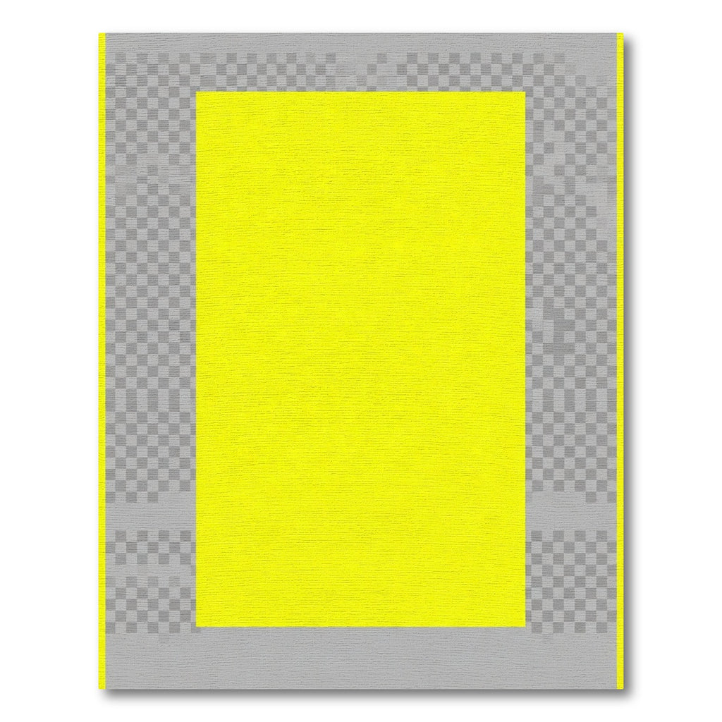 Vibrant Yellow Geometric Border Rug