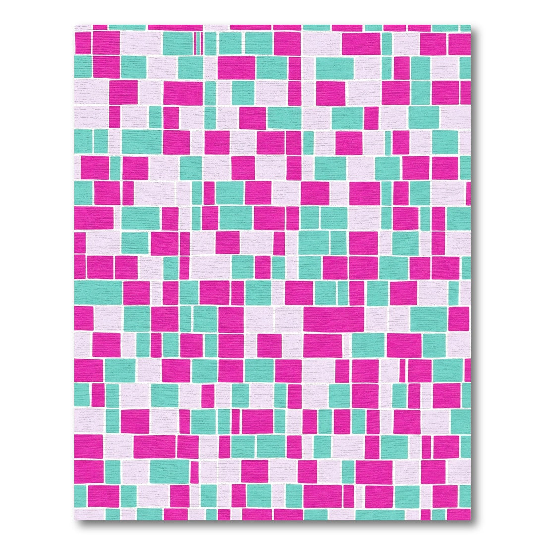 Pink Mint White Geometric Blocks Rug