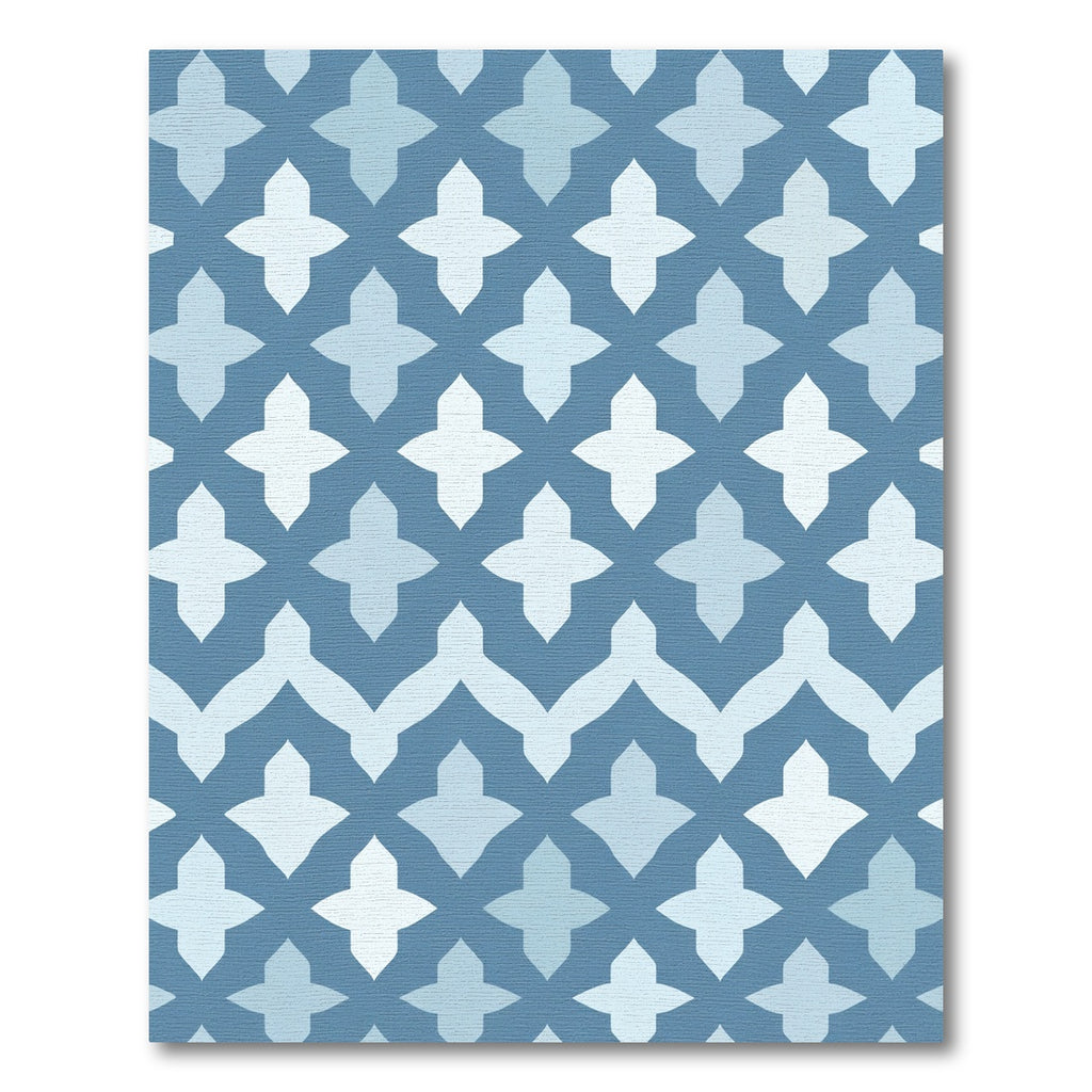 Blue Quatrefoil Chevron Geometric Rug