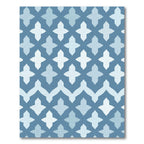 Blue Quatrefoil Chevron Geometric Rug