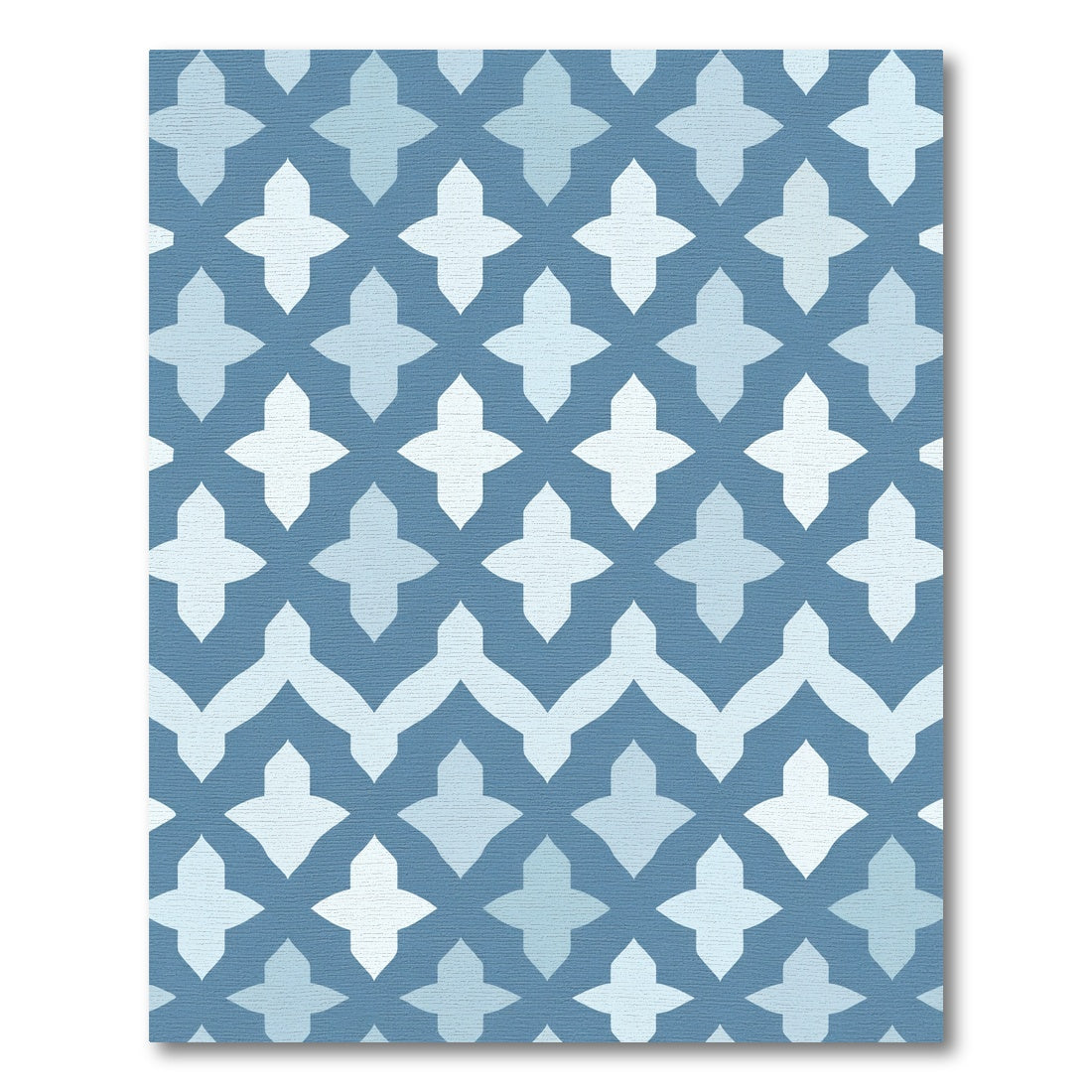 Blue Quatrefoil Chevron Geometric Rug