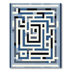 Geometric Maze Blue Ivory Graphic Rug