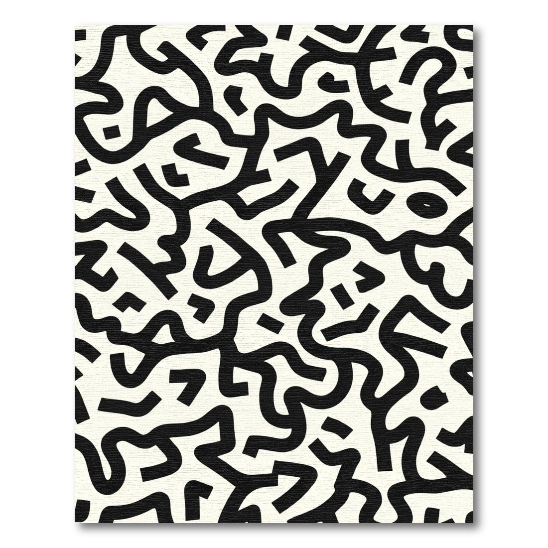 Black White Abstract Maze Rug