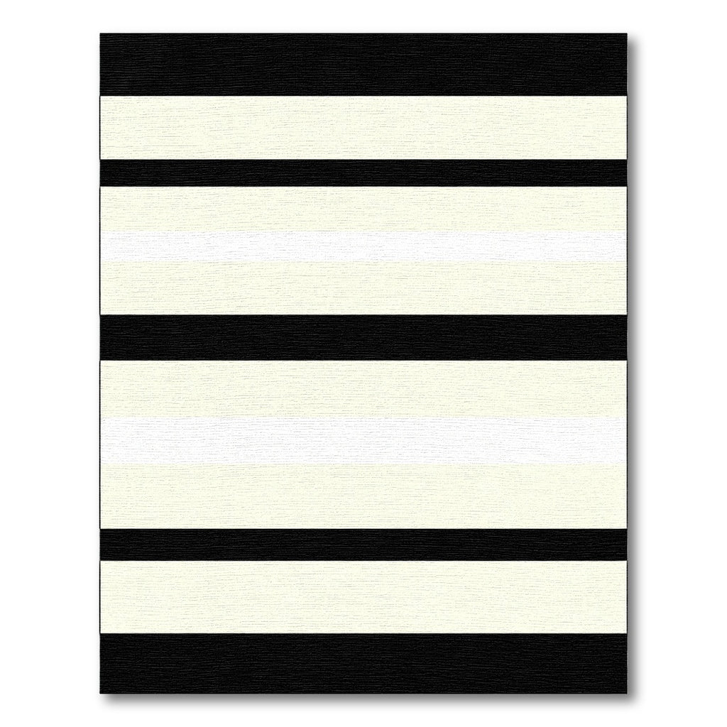 Bold Black Cream Horizontal Stripe Rug