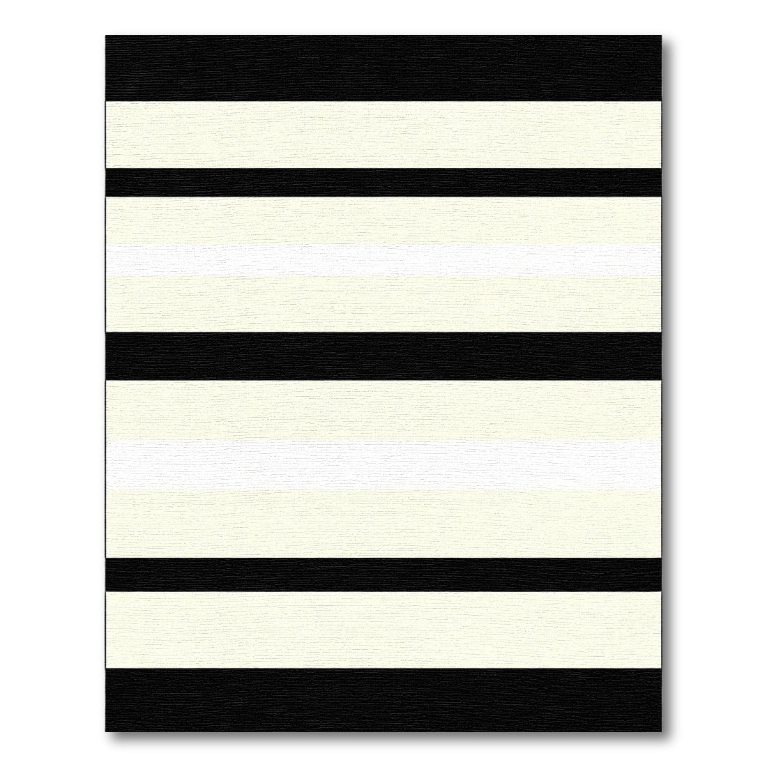 Bold Black Cream Horizontal Stripe Rug