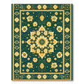 Golden Floral Medallion Emerald Tapestry Rug