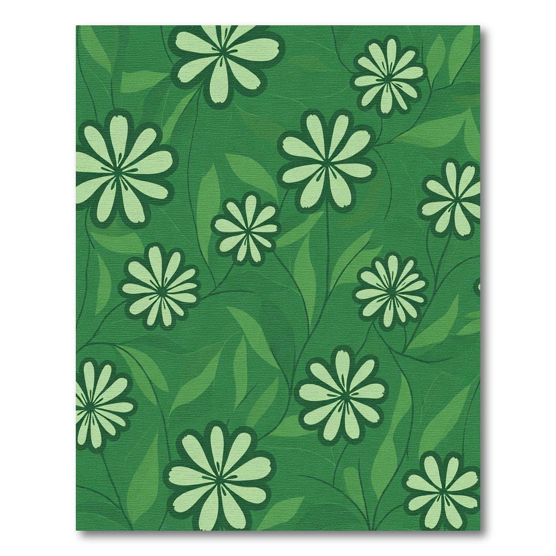 Emerald Green Floral Foliage Throw Rug