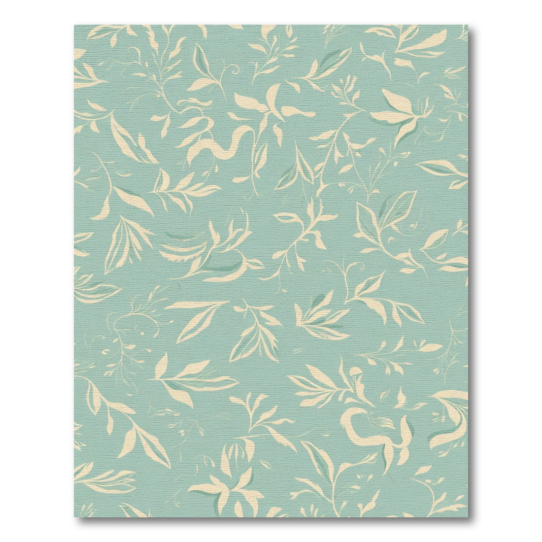 Pale Yellow Botanical Branches Aqua Background Rug