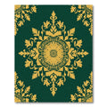 Emerald Green Golden Floral Medallion Rug