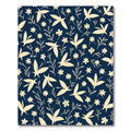 Cream Floral Birds Dark Blue Background Rug