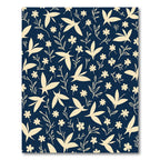 Cream Floral Birds Dark Blue Background Rug