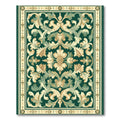 Green Beige Acanthus Scrollwork Rug