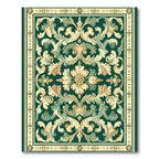 Green Beige Acanthus Scrollwork Rug