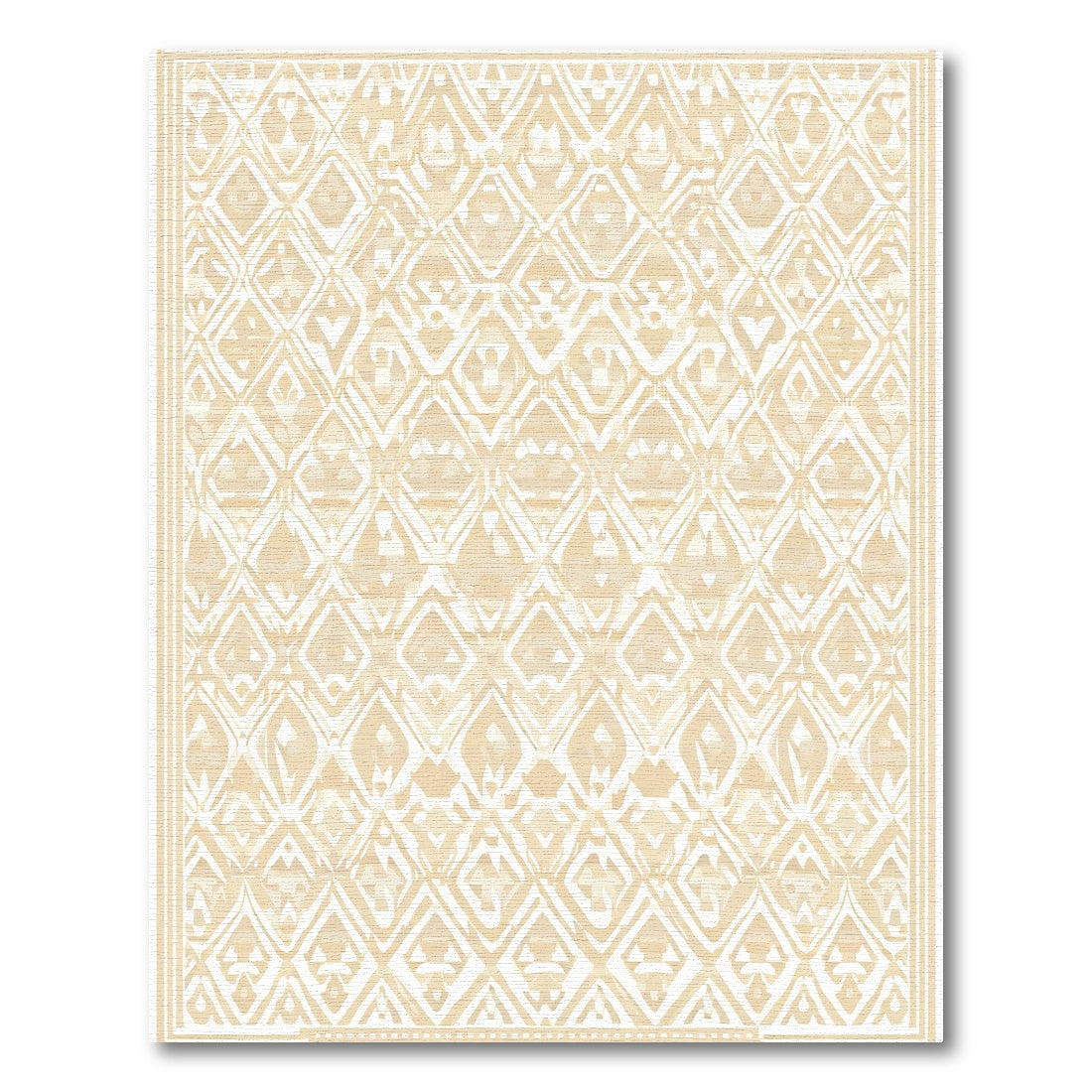 Earthy Beige Diamond Geometric Lattice Rug