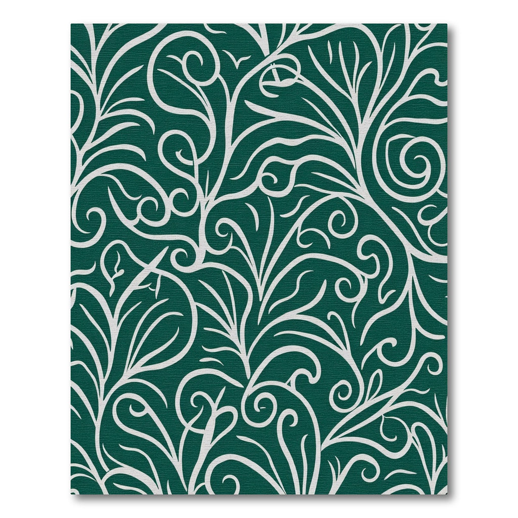 Deep Forest White Swirl Floral Rug