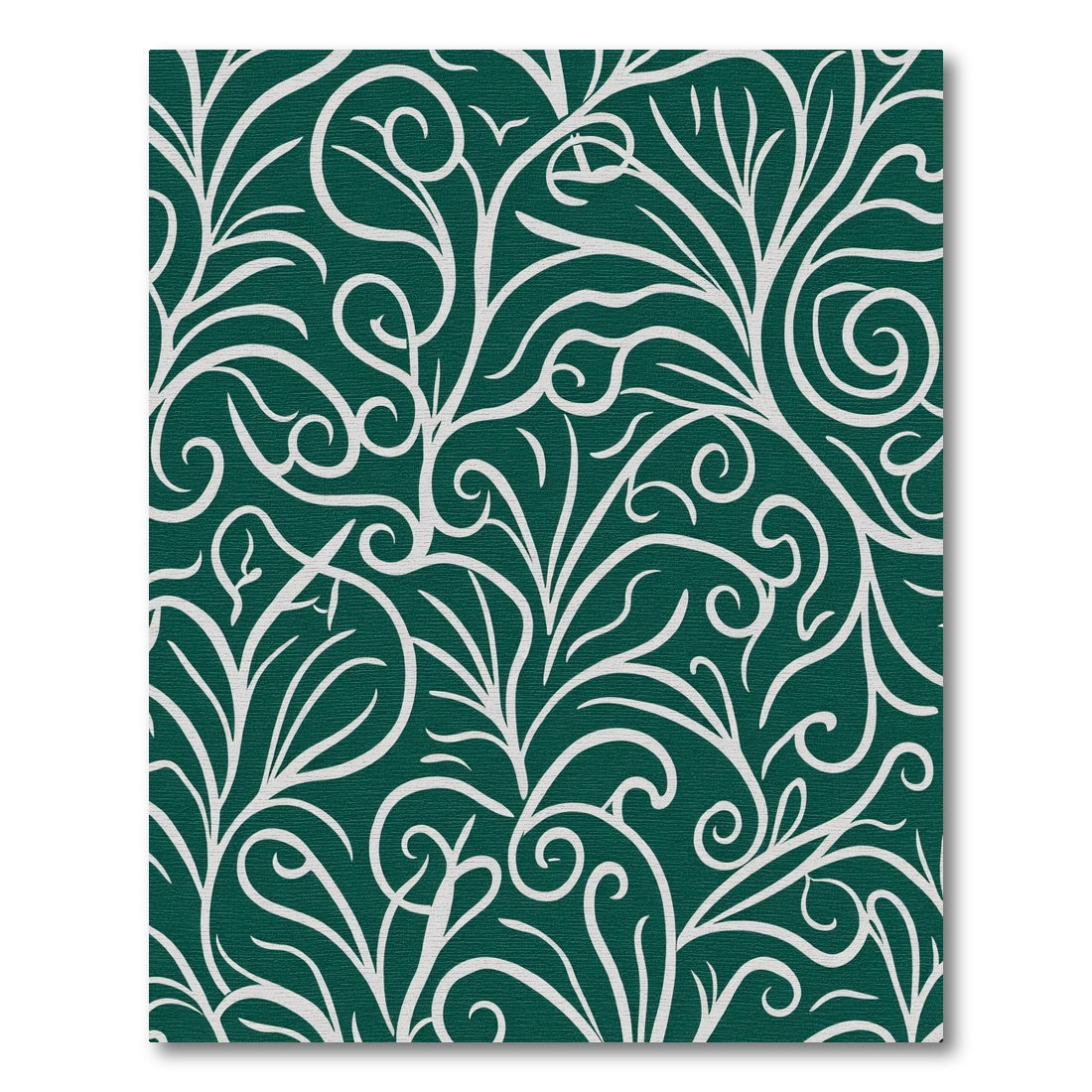 Deep Forest White Swirl Floral Rug