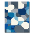 Modern Blue Geometric Rounded Square Rug