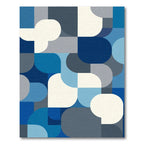 Modern Blue Geometric Rounded Square Rug