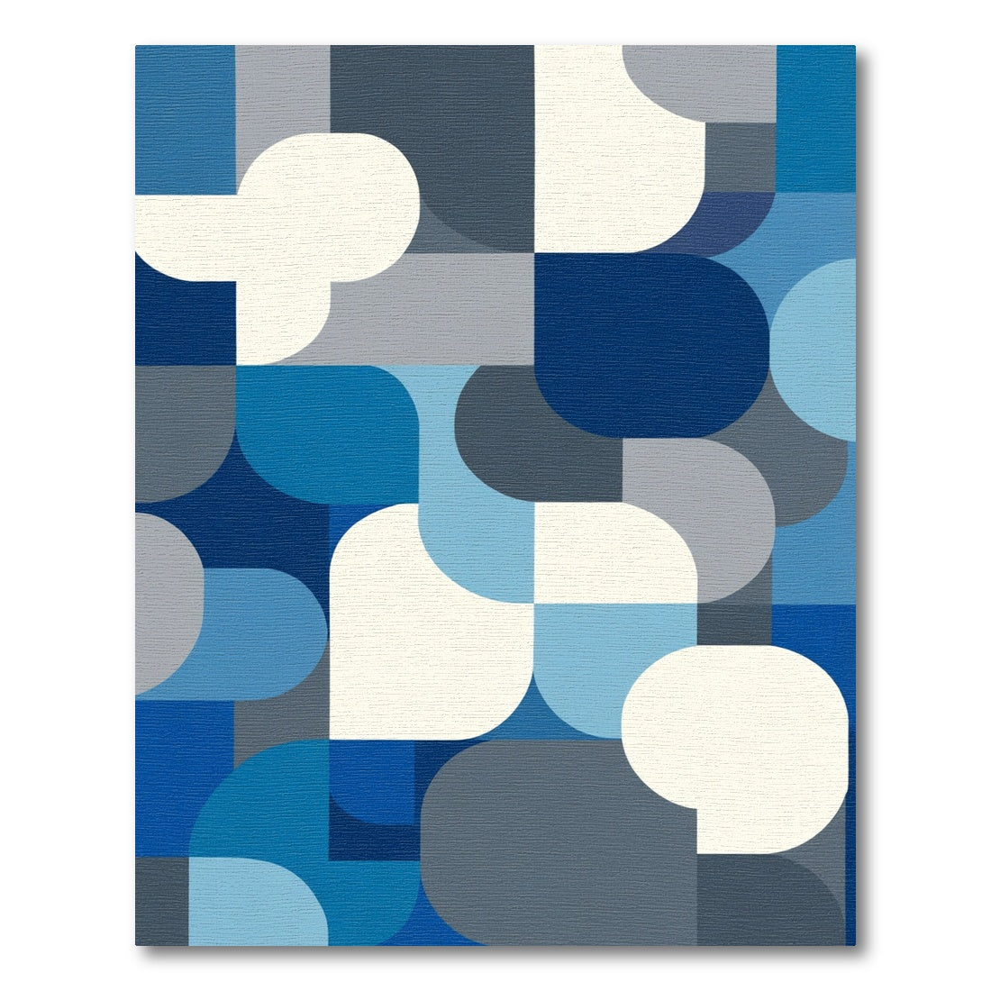 Modern Blue Geometric Rounded Square Rug