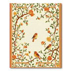 Muted Orange Birds Lush Garden Vines Rug