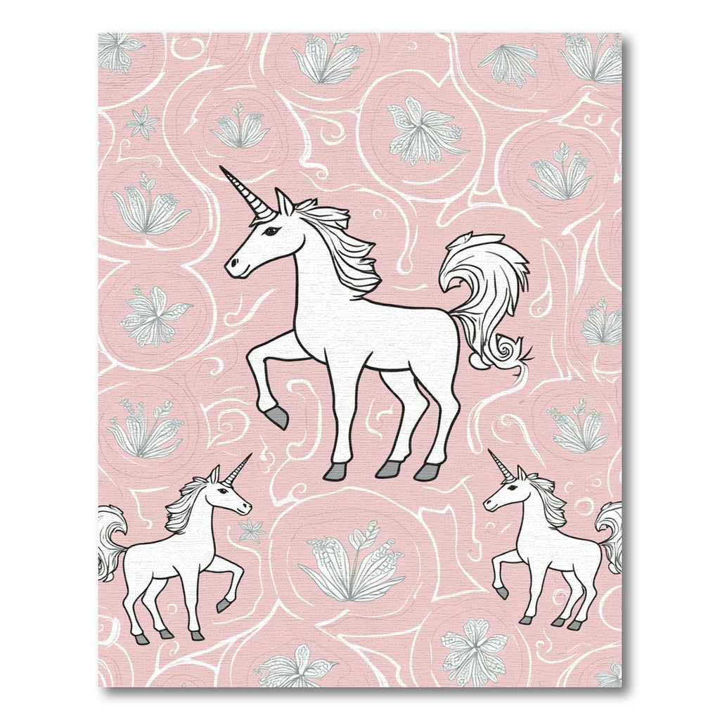 Pastel Pink Unicorn Floral Swirl Rug