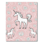 Pastel Pink Unicorn Floral Swirl Rug