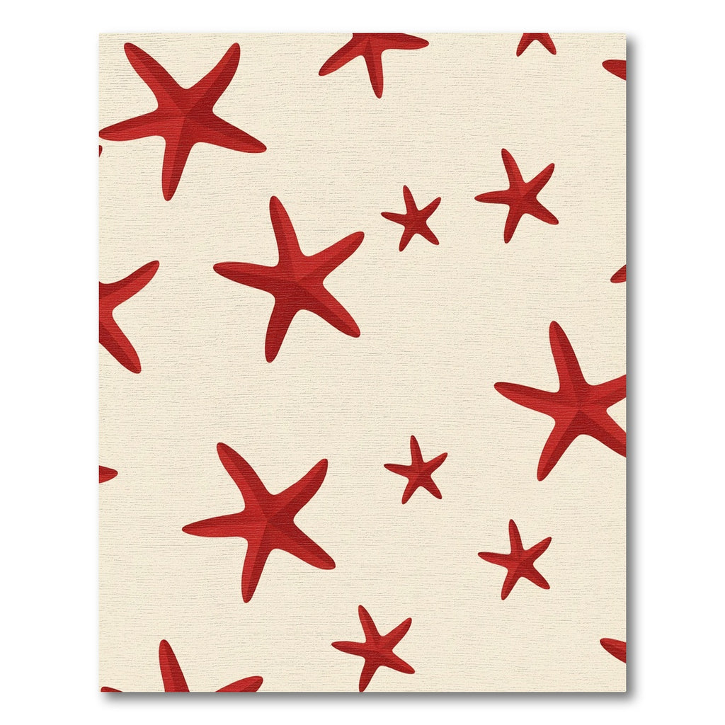 Vibrant Red Starfish Beach Pattern Rug