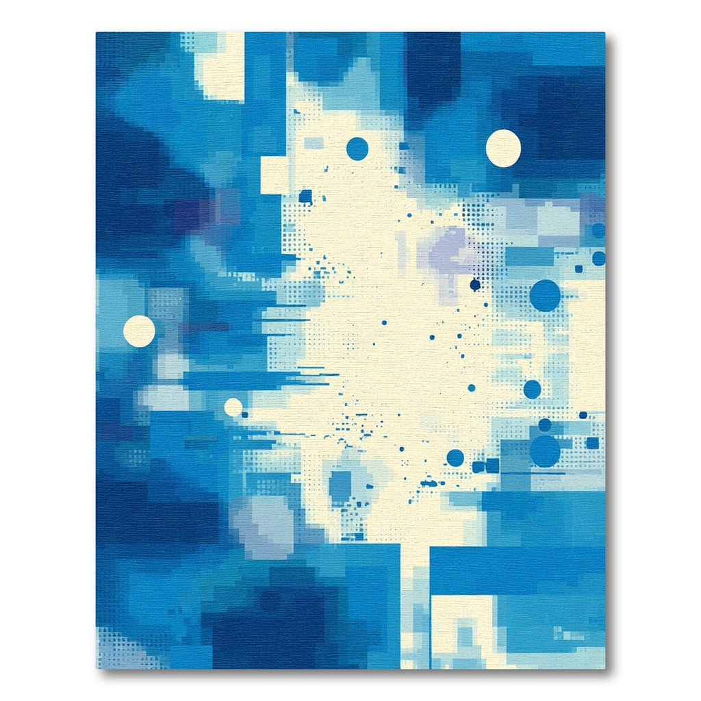 Abstract Blue Geometric Mosaic Rug