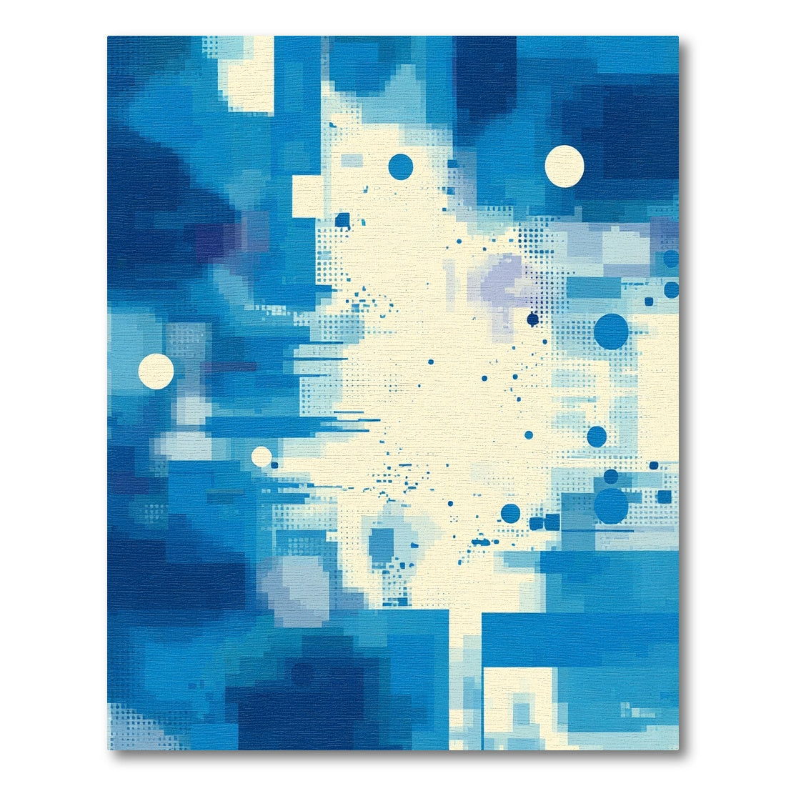 Abstract Blue Geometric Mosaic Rug