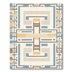 Subtle Blue Beige Geometric Maze Rug