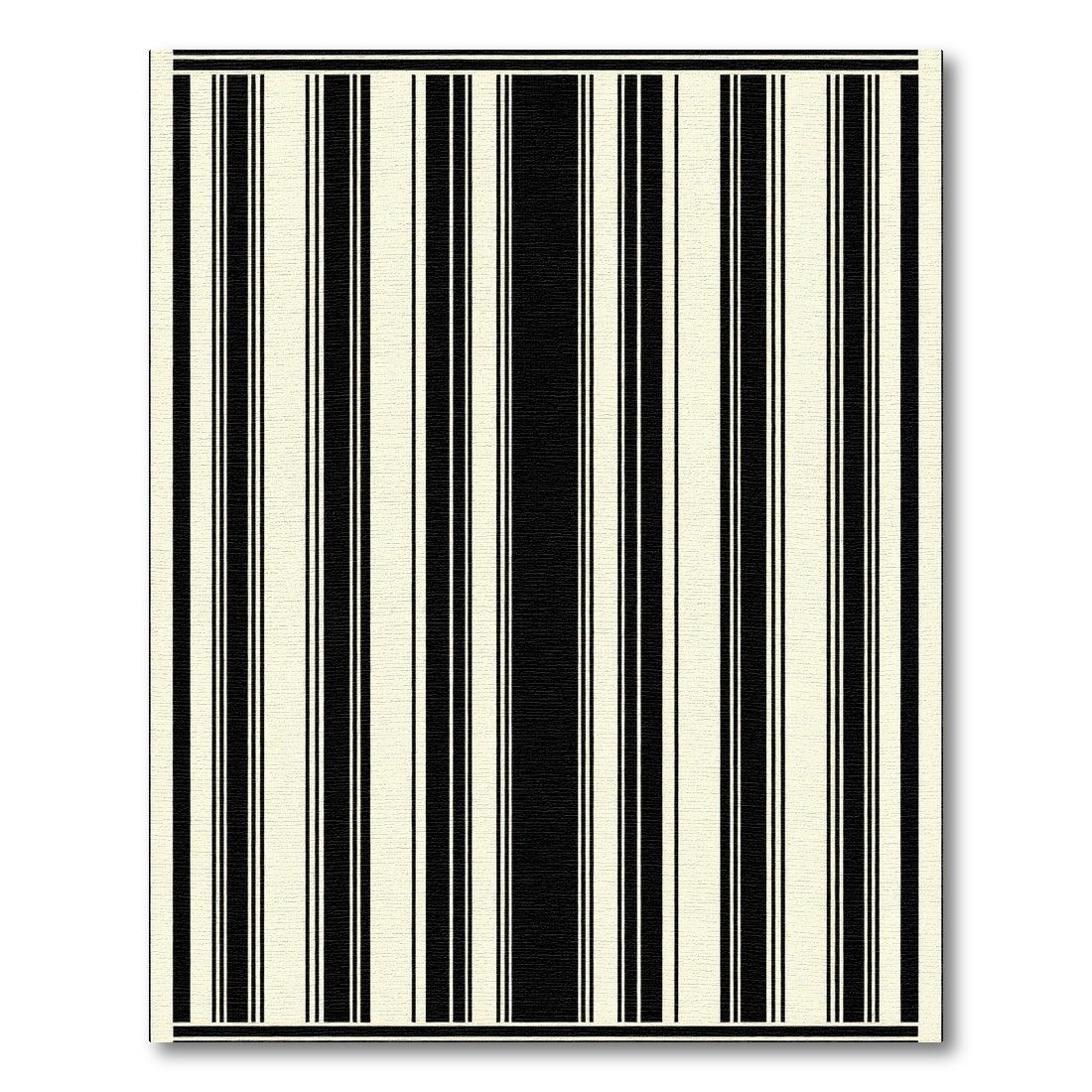 Cream Black Vertical Stripe Rug