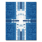 Deep Blue Geometric Maze Rug
