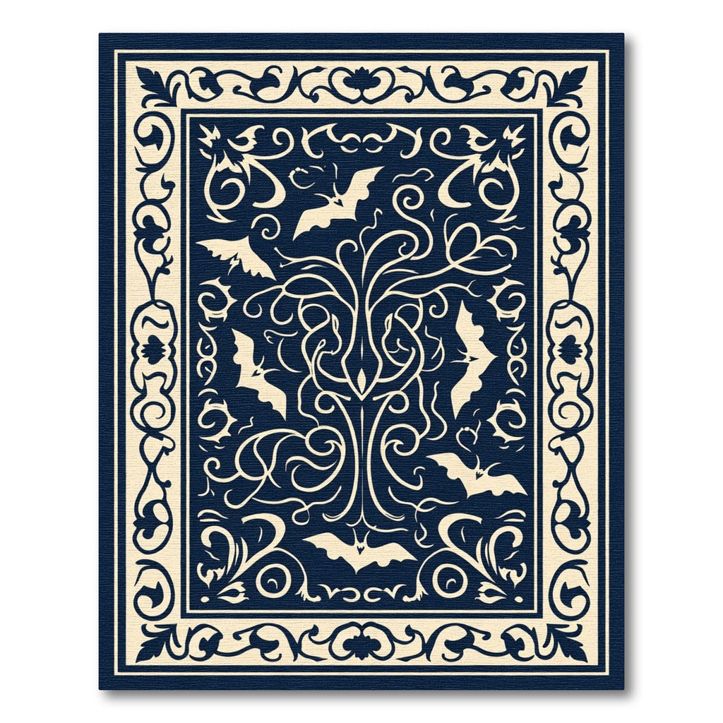 Gothic Bat Vine Illuminating Night Scroll Rug