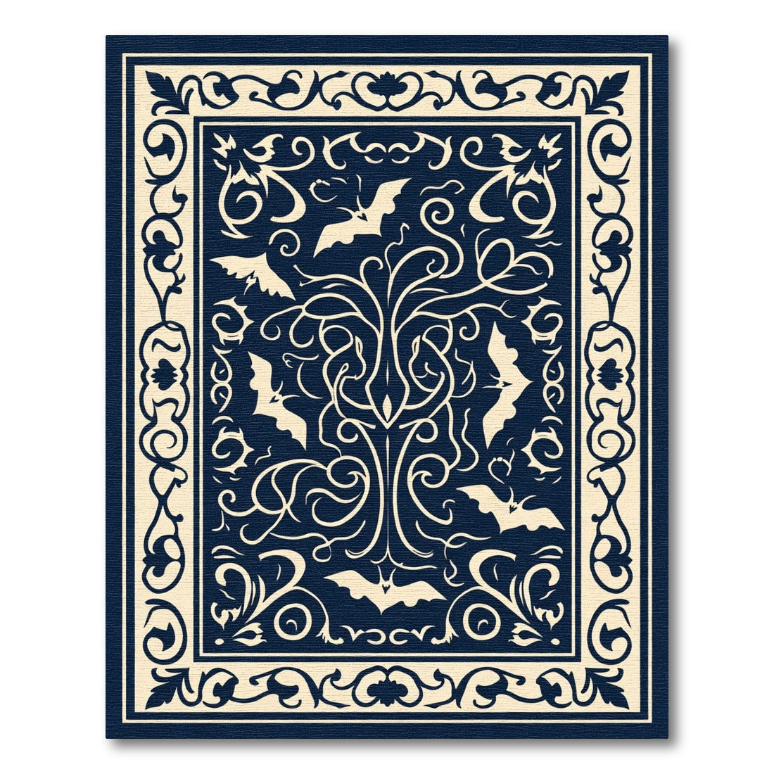 Gothic Bat Vine Illuminating Night Scroll Rug