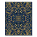 Ornate Gold Blue Symmetrical Scrollwork Rug