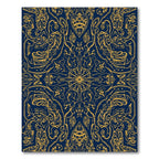 Ornate Gold Blue Symmetrical Scrollwork Rug