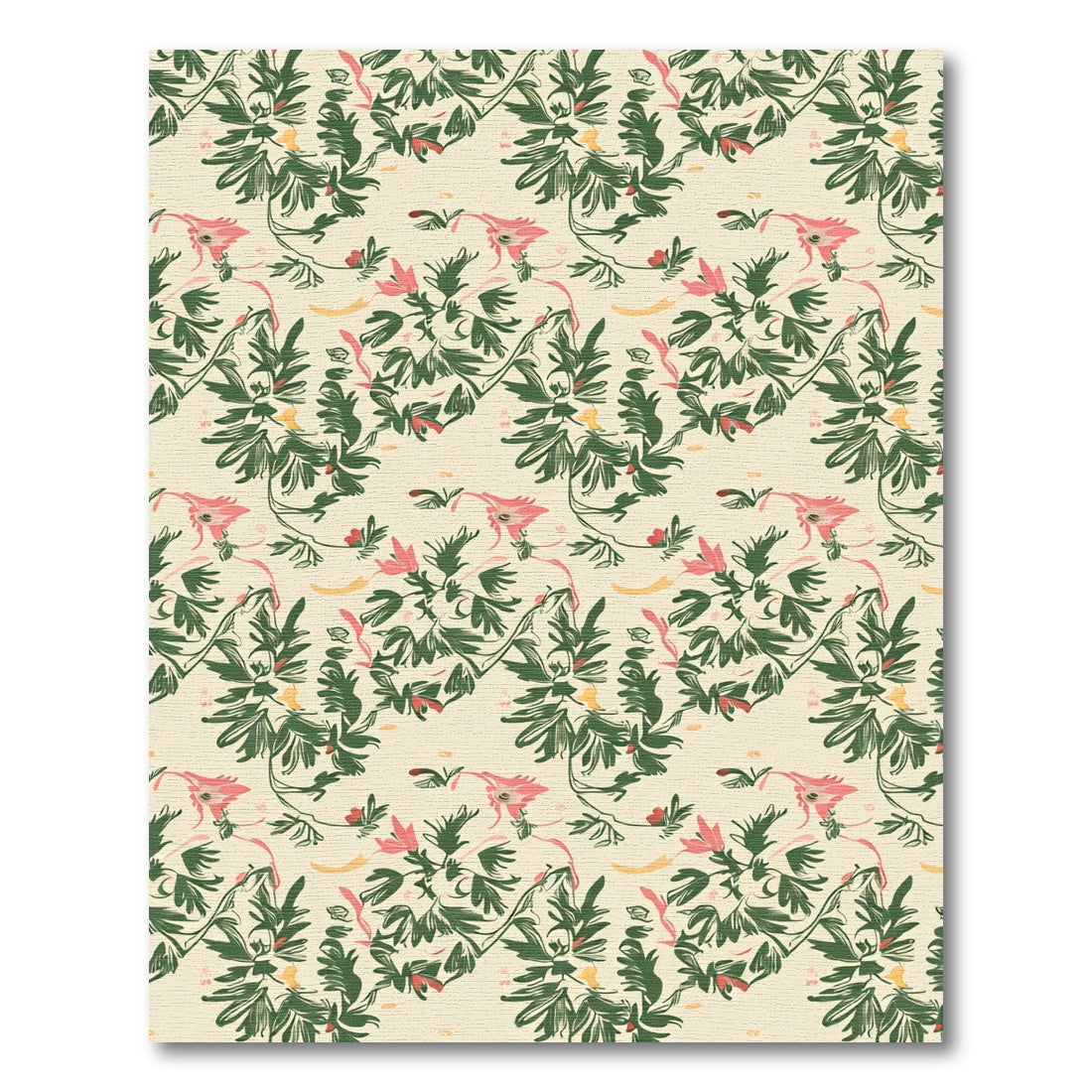Cream Floral Vine In Green Rug