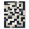 Geometric Abstract Navy Cream Mosaic Rug