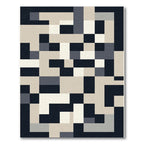 Geometric Abstract Navy Cream Mosaic Rug