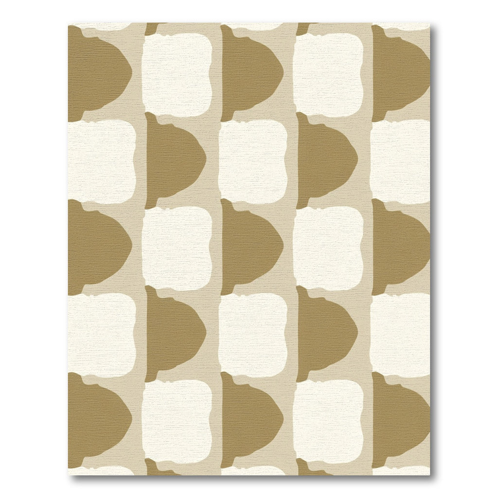 Neutral Abstract Checkered Mid Century Rug