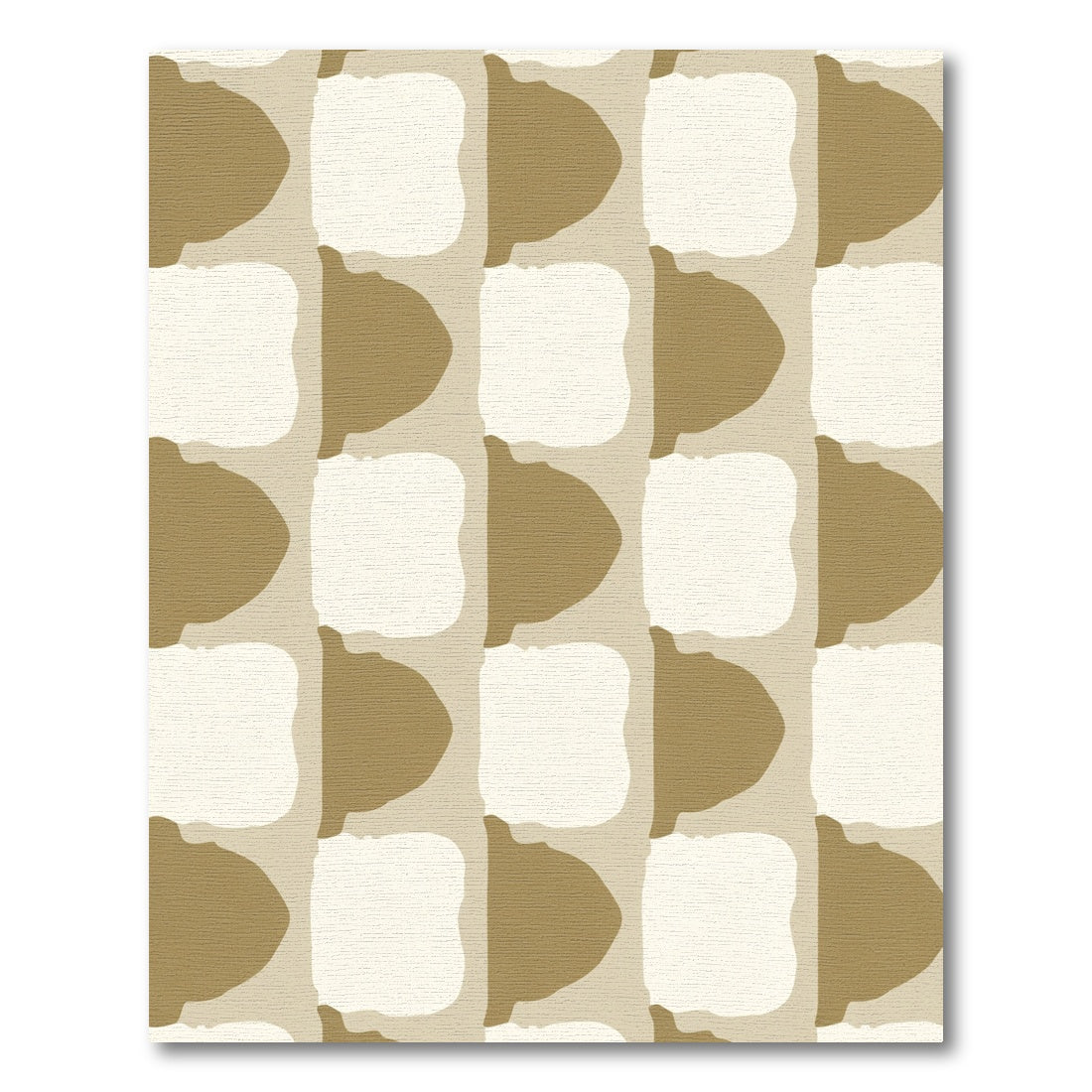 Neutral Abstract Checkered Mid Century Rug